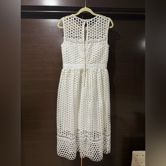 Aqua White Circle Lace Illusion Midi Dress Size L - Picture 4 of 13